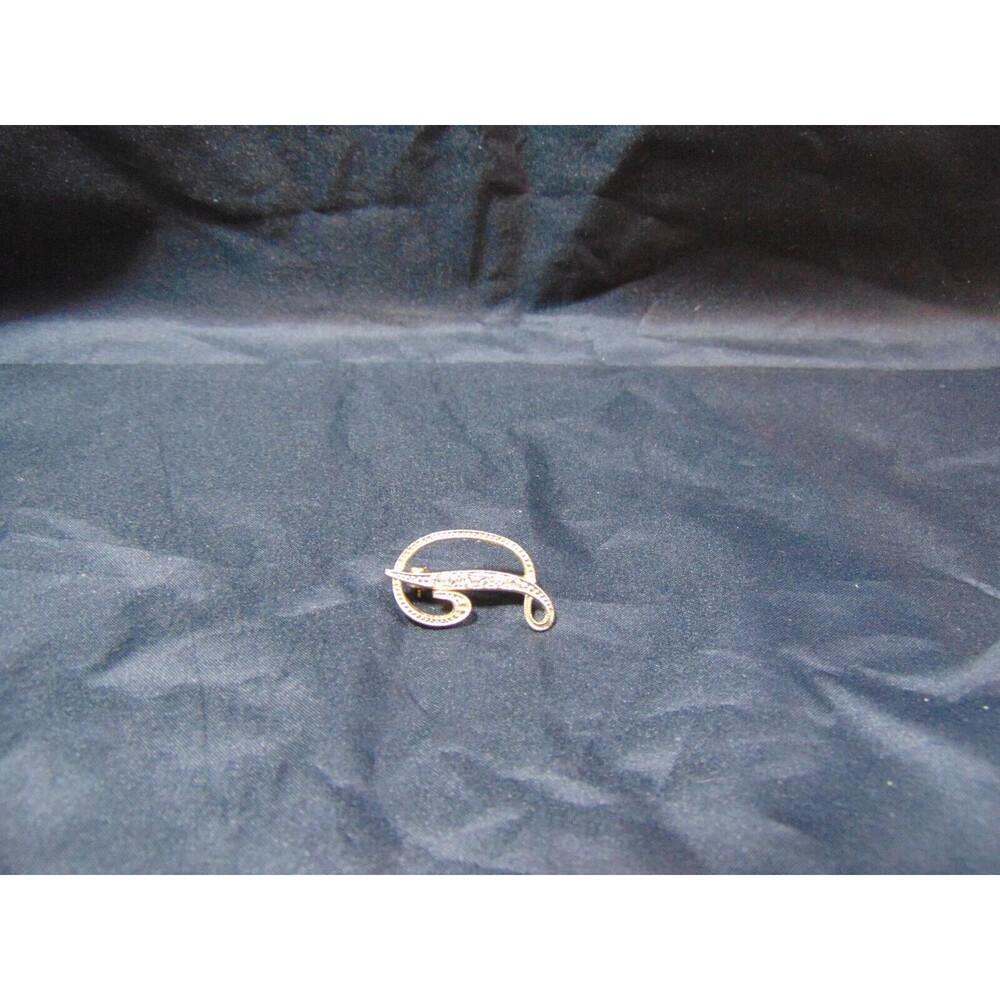 Initial "D"  Brooch, Pin Goldtone Rhinestone Script Initial 1" - Picture 5 of 6